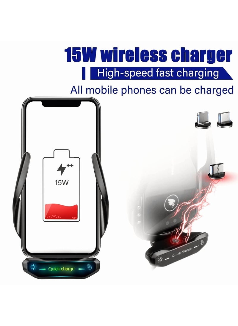Y&D Wireless Car Charger for All Smartphones, 15W Fast Charging Auto Clamping Phone Mount Holder，Auto Air Vent Black  - Image 4