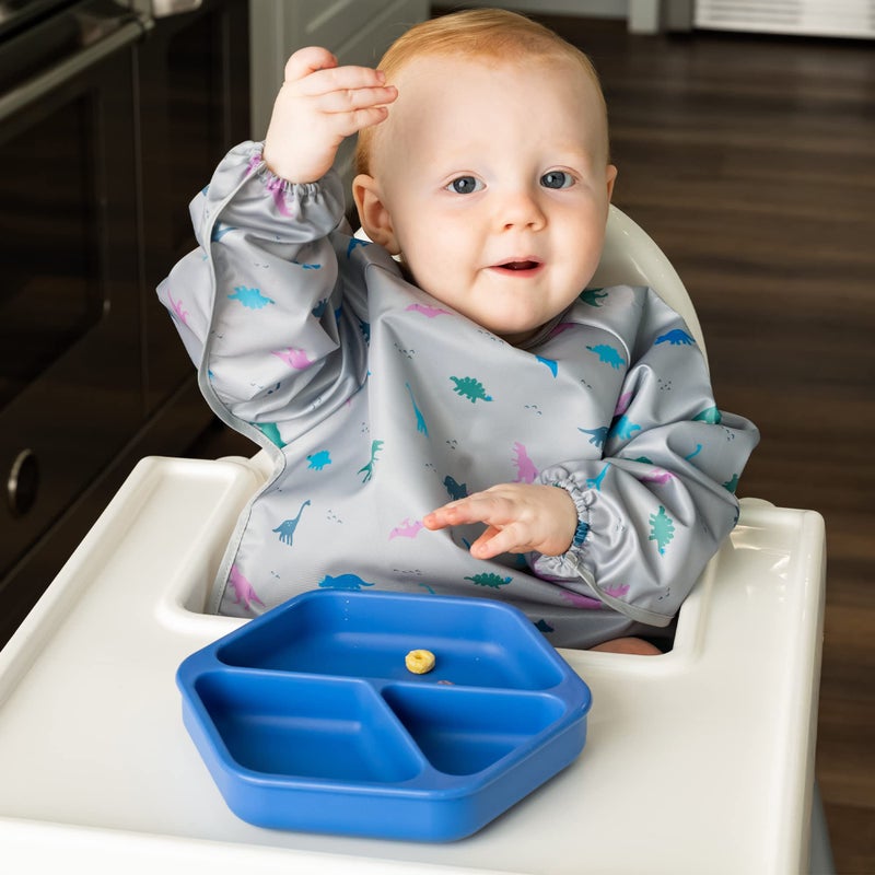 Tiny Twinkle Silicone Suction Baby Plate, Suction Grip Divided Dish for First Foods and Self-Feeding Toddlers, Baby Led Weaning Supplies for Independent Eating (Indigo Plate) - Image 2