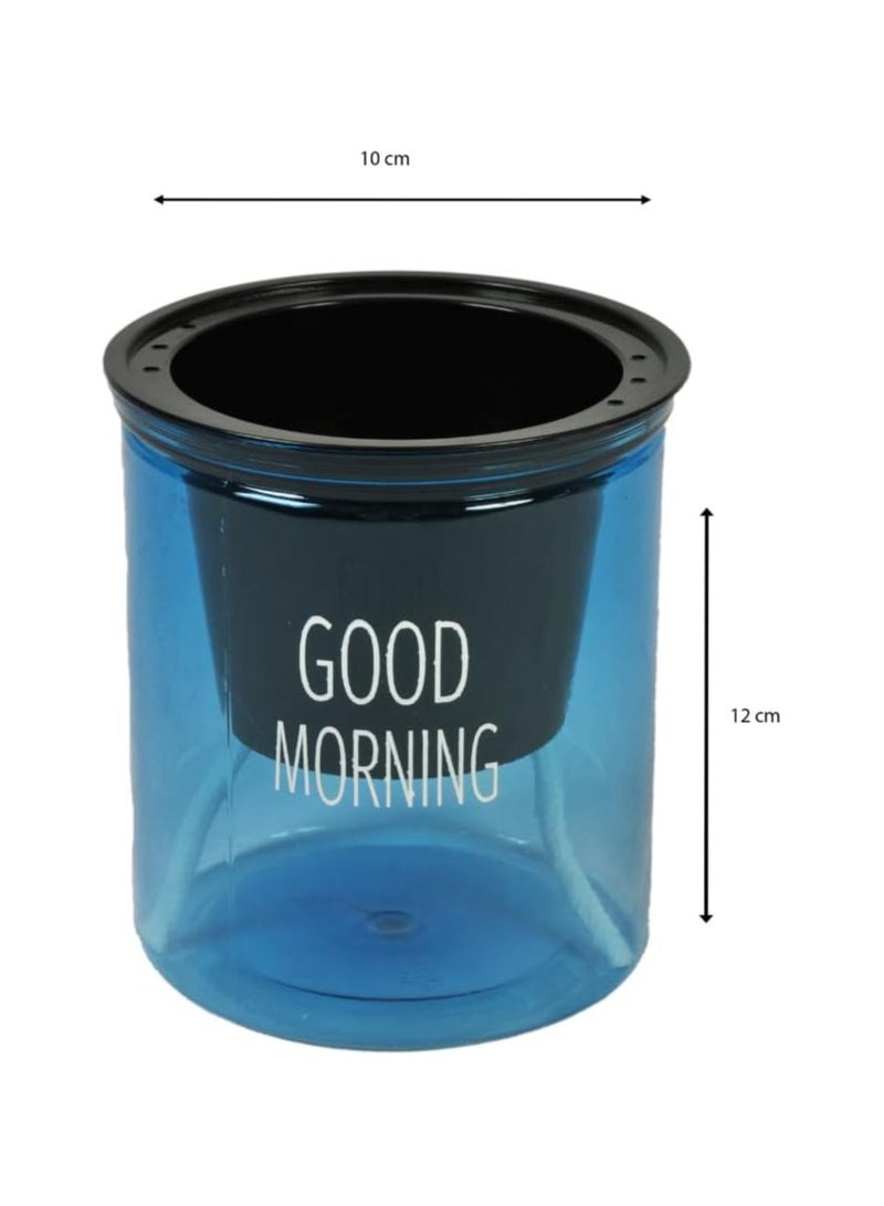 Generic Good Morning Plant Bottle, Colour - Blue, Self Watering Pot for Indoor Plants, Compact & Stylish Planter, Dimension: 10 CM Diameter x 12 CM Height,  - Image 2