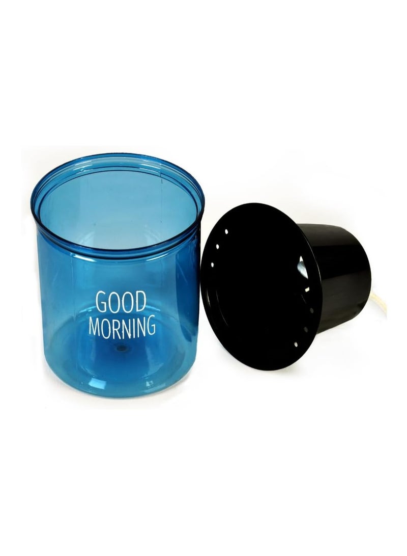 Generic Good Morning Plant Bottle, Colour - Blue, Self Watering Pot for Indoor Plants, Compact & Stylish Planter, Dimension: 10 CM Diameter x 12 CM Height,  - Image 4
