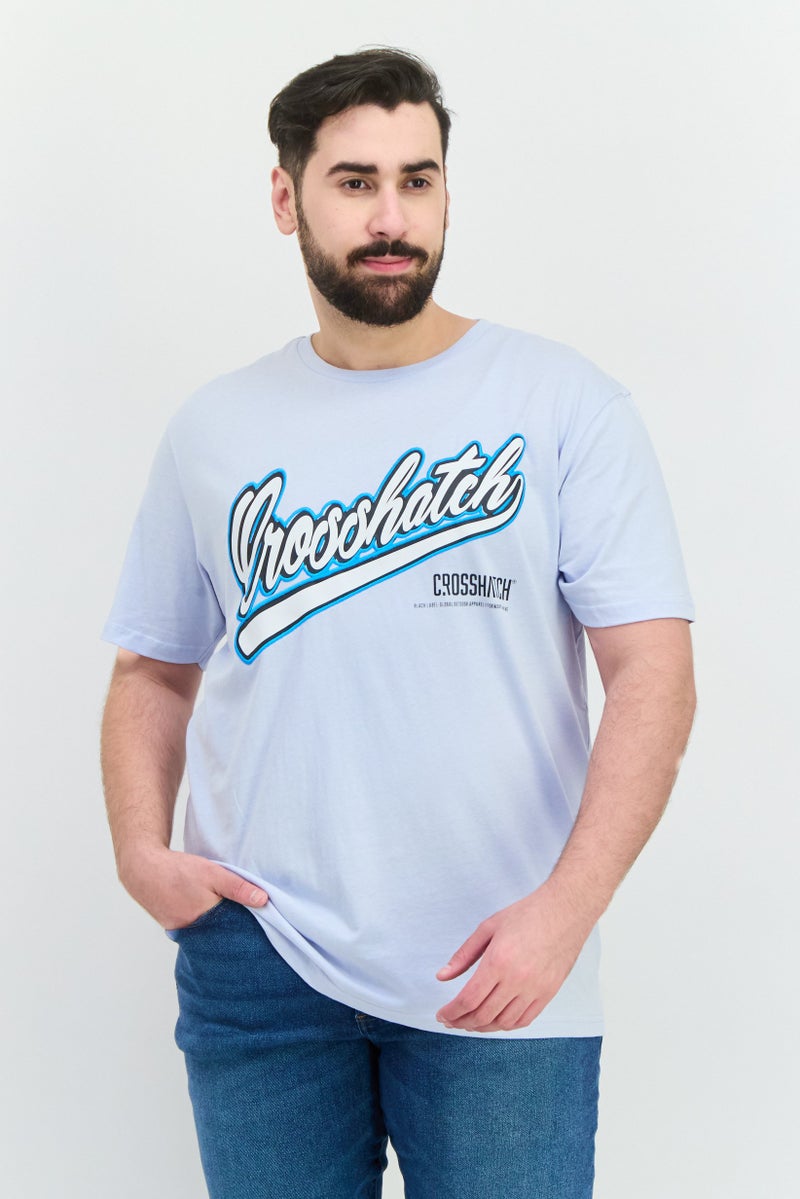 CROSSHATCH تي شيرت رجالي بأكمام قصيرة وياقة دائرية، مطبوع برسومات، أزرق فاتح - Image 1