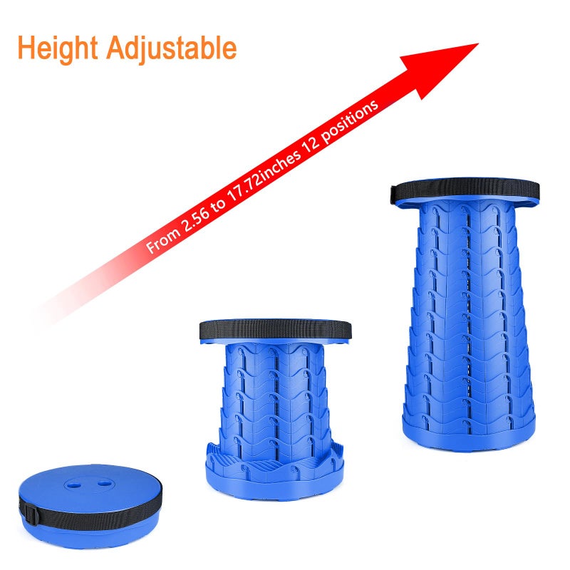 Boreeman Boreeman Upgraded Folding Stool Lightweight Yet More Sturdy with Load Capacity 400lbs Portable Collapsible Stool Retractable Stool for Camping Fishing Hiking BBQ (All Blue)  - Image 4