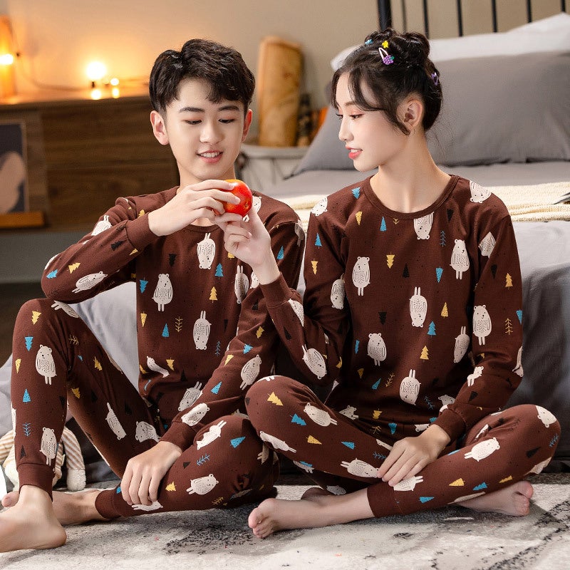 Middle and big children's underwear suit pure cotton middle school student undershirt warm Boys Girls teenagers autumn clothes long pants wholesale - Image 4