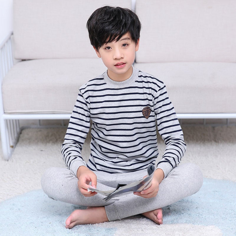 Middle and big children's underwear suit pure cotton middle school student undershirt warm Boys Girls teenagers autumn clothes long pants wholesale - Image 1