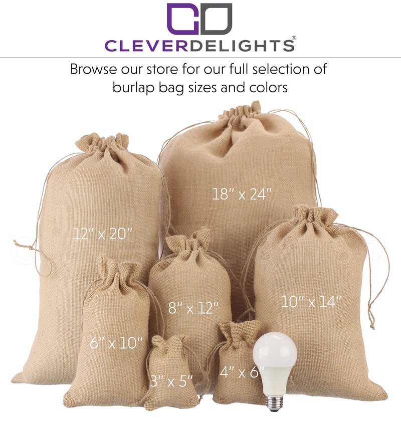 CleverDelights 18" x 24" Burlap Bags - 6 Pack - 18x24 Inch Jute Burlap Drawstring Sacks - Image 3