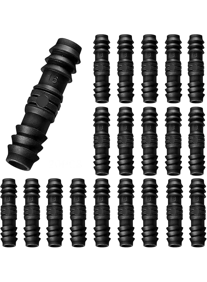 erorex 20Pieces Drip Irrigation Barbed Coupling Fittings For 1 2 Inch Tubing 16Mm Od 600 Inch Id Barbed Connectors Drip Line Couplings Connector Drip Irrigation Sprinkler System For Garden Lawn - Image 1