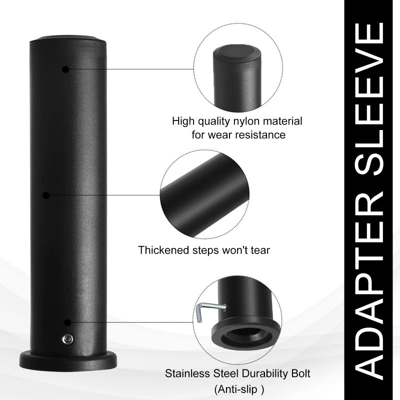 LAVVON Olympic Adapter Sleeve (2 PCS), Converts 1" Standard Weight Plate Posts to 2" Olympic Weight Plate Posts, Suitable for 1" Standard Barbell Bars, Heavy Duty Nylon and Removable end Cap - Image 2