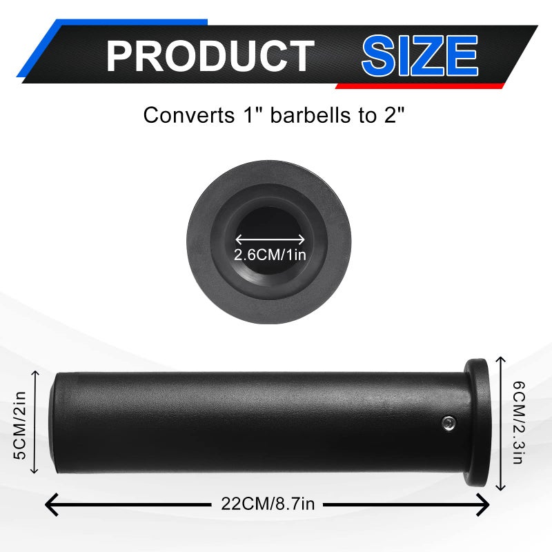LAVVON Olympic Adapter Sleeve (2 PCS), Converts 1" Standard Weight Plate Posts to 2" Olympic Weight Plate Posts, Suitable for 1" Standard Barbell Bars, Heavy Duty Nylon and Removable end Cap - Image 4