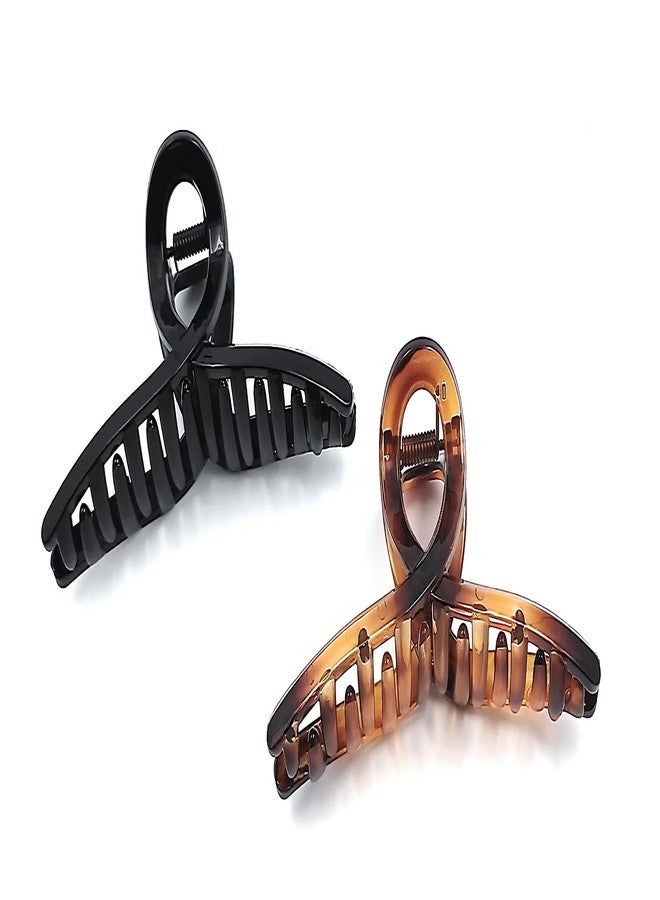Fairytale Elegant Black& Brown Korean Style Big Hair Clutcher Hair Clip Claw Hair Accessories for Womens/Girls. Size 11Cm (Pack of 2). - Image 3