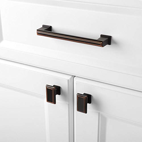 KOOFIZO 10 Pack Oil Rubbed Bronze Cabinet Knobs Rubbed Bronze Drawer Knobs K07 Rectangular Single Hole Cabinet Pulls for Cabinets Drawers Dresser Cupboard Bedroom Closet Bathroom - Image 3