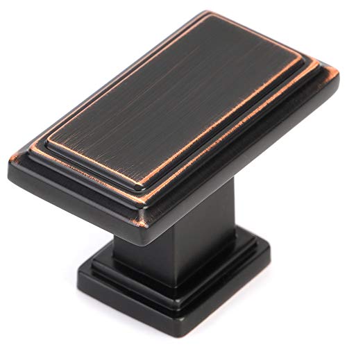 KOOFIZO 10 Pack Oil Rubbed Bronze Cabinet Knobs Rubbed Bronze Drawer Knobs K07 Rectangular Single Hole Cabinet Pulls for Cabinets Drawers Dresser Cupboard Bedroom Closet Bathroom - Image 1