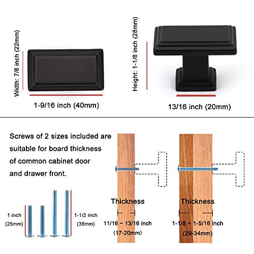 KOOFIZO 10 Pack Oil Rubbed Bronze Cabinet Knobs Rubbed Bronze Drawer Knobs K07 Rectangular Single Hole Cabinet Pulls for Cabinets Drawers Dresser Cupboard Bedroom Closet Bathroom - Image 2
