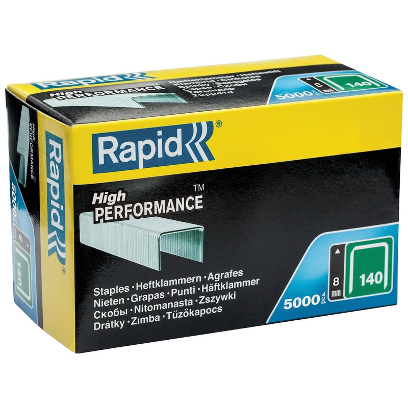Rapid High-Performance Staples for Insulation, Thin Plastics, Cardboard and Carpets Flatwire No. 140, Leg Length 8mm, Staple Gun Staples, Galvanised Steel, 5000 Pieces, Boxed (11908111) - Image 1