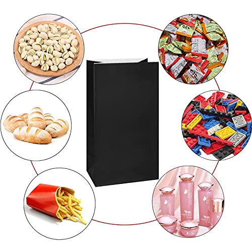 KEYYOOMY Mini Bright Color Paper Bags Black Party Favor Bags Small Party Goodie Bag Paper Lunch Bag (Black, 50 CT, 3.5 X 2.4 X 7.1 In) - Image 4