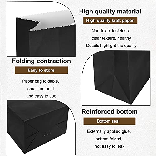 KEYYOOMY Mini Bright Color Paper Bags Black Party Favor Bags Small Party Goodie Bag Paper Lunch Bag (Black, 50 CT, 3.5 X 2.4 X 7.1 In) - Image 3