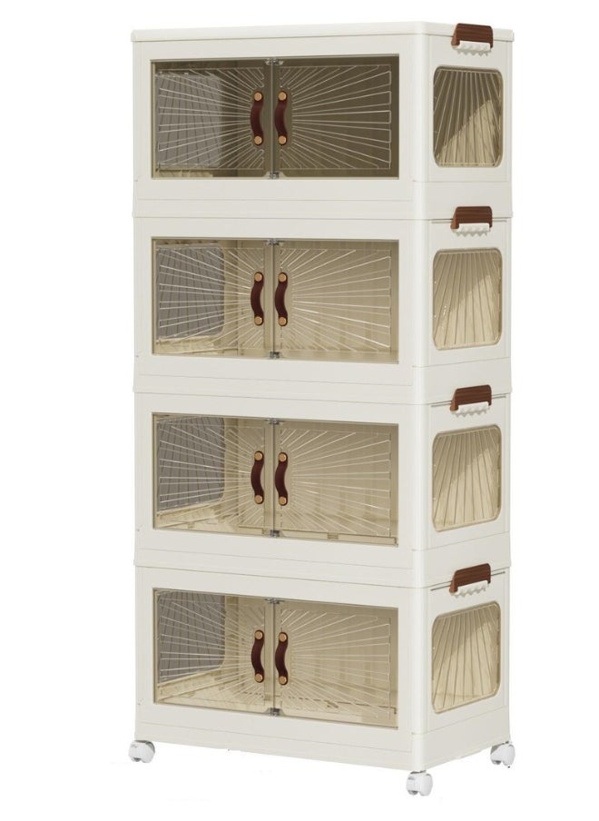Marcolo Storage Cabinet with Doors – Mobile Storage Organizer with Wheels, Durable and Spacious Multi-Purpose Cabinet for Home, Office, or Kitchen (4 Layer, 60x36cm)  - Image 1