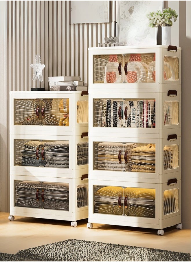 Marcolo Storage Cabinet with Doors – Mobile Storage Organizer with Wheels, Durable and Spacious Multi-Purpose Cabinet for Home, Office, or Kitchen (4 Layer, 60x36cm)  - Image 2