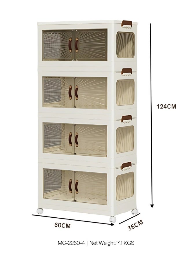 Marcolo Storage Cabinet with Doors – Mobile Storage Organizer with Wheels, Durable and Spacious Multi-Purpose Cabinet for Home, Office, or Kitchen (4 Layer, 60x36cm)  - Image 4