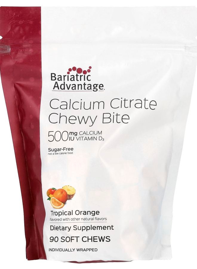 Bariatric Advantage Calcium Citrate Chewy Bite Sugar Free Tropical Orange 90 Soft Chews