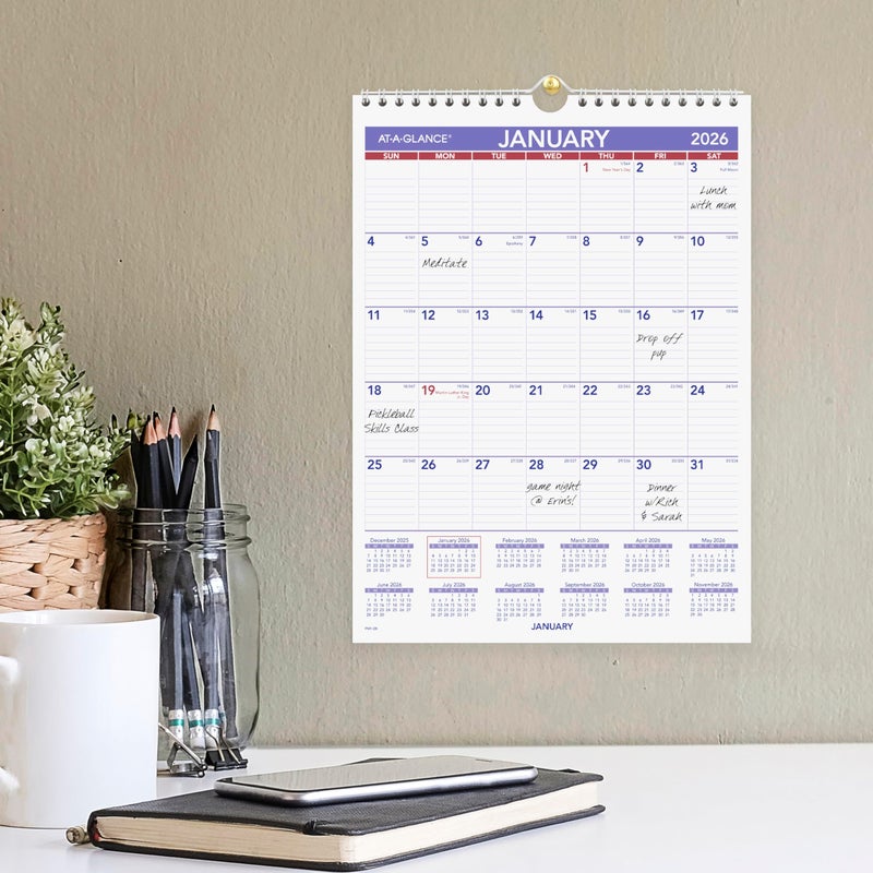 AT-A-GLANCE 2026 Wall Calendar, 8" x 11", Small, Ruled Blocks (PM12826) - Image 3