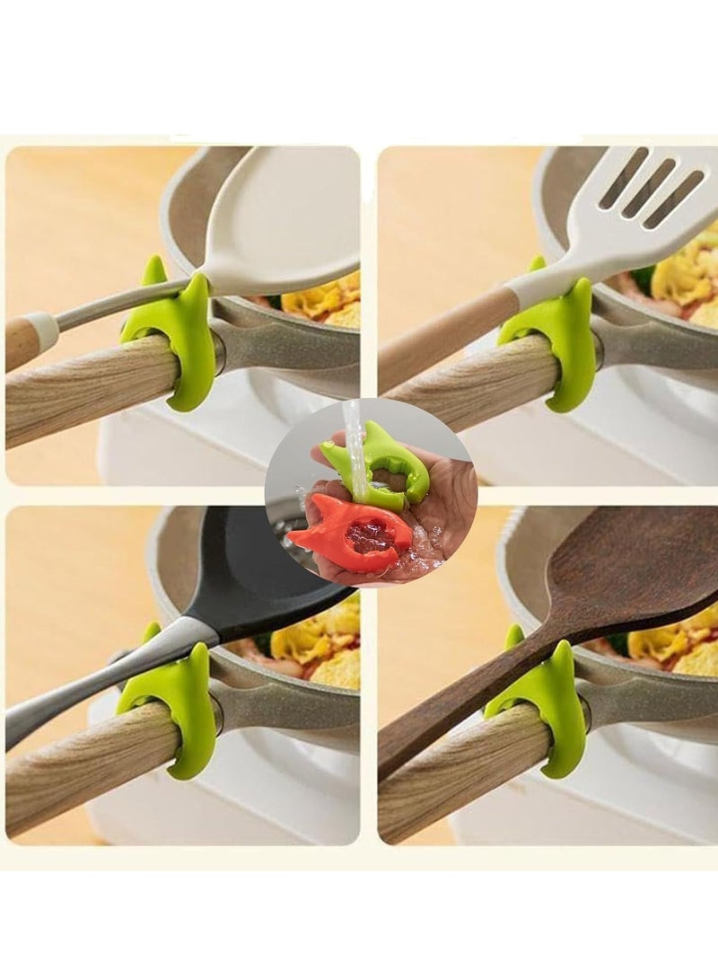 3 PCS Spoon Pot Pan Holder Spatula Bracket Clips, Spoon Holder For Pot, Silicone Pot Clip Spoon Rest, Heat Resistance Non-Slip Silicone Pot Spoon Holder. - Image 2
