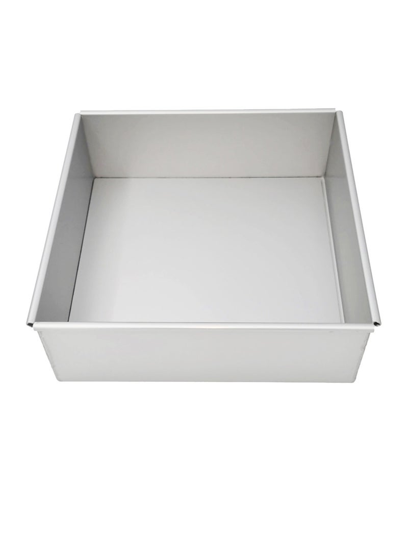 صينية خبز E-far Square Cake Brownie مقاس 8 × 8 بوصة، مصنوعة من الفولاذ المقاوم للصدأ، تناسب فرن محمصة صغير، غير سامة وآمنة للاستخدام في غسالة الأطباق - Image 2