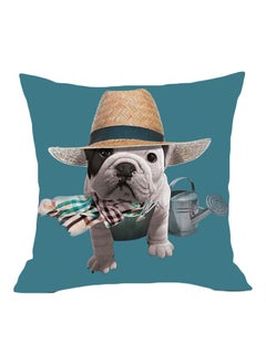 Cute Dog Printed Cushion Cover Blue/Grey/Brown 45x45cm