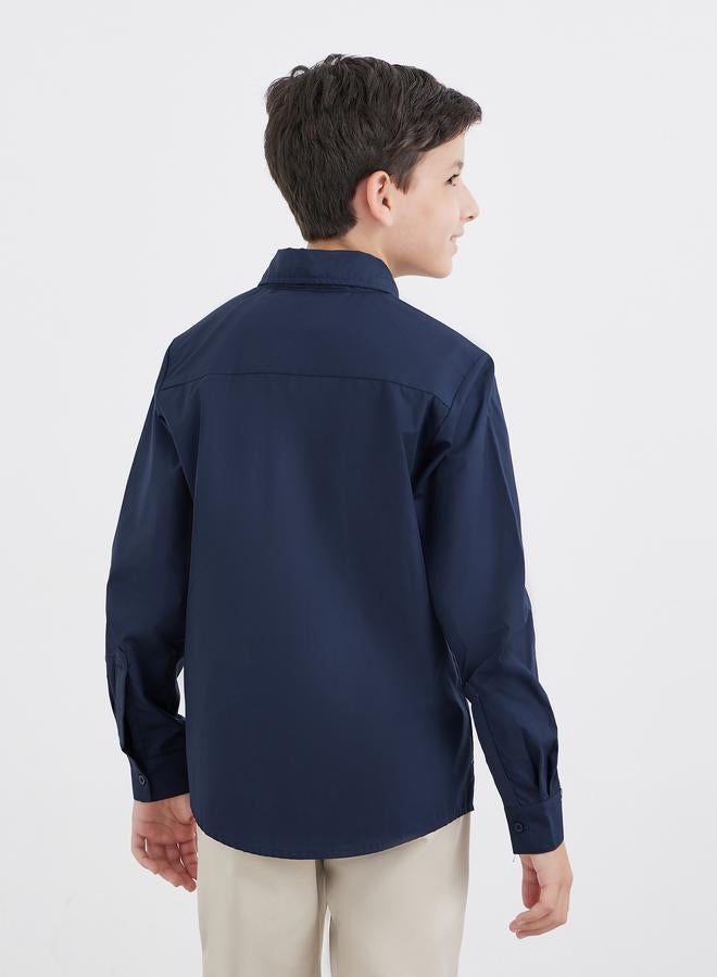 ستايلي قميص مدرسي ستايلي بويز أزرق كحلي بأكمام طويلة وجيب - Image 5