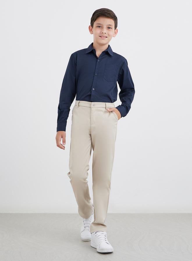 ستايلي قميص مدرسي ستايلي بويز أزرق كحلي بأكمام طويلة وجيب - Image 2