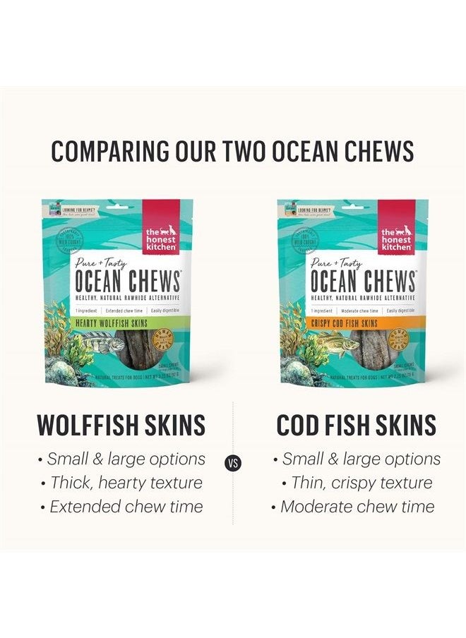 the honest kitchen Ocean Chews Hearty Wolffish Skins Dog Treats, 6 oz (Beams) 