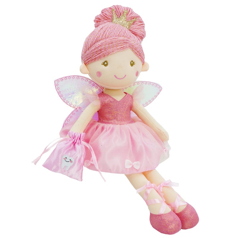 June Garden 17" Tooth Fairy Doll Anastasia - Plush Stuffed Soft Doll Girl Gift - Pink Outfit and Wings - Image 2