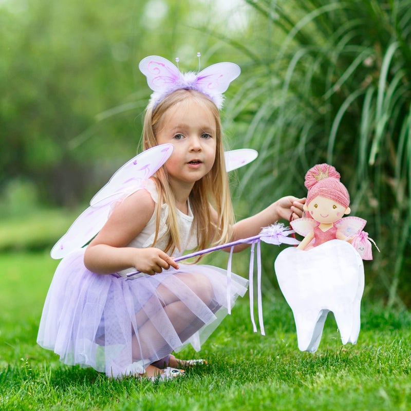 June Garden 17" Tooth Fairy Doll Anastasia - Plush Stuffed Soft Doll Girl Gift - Pink Outfit and Wings - Image 4