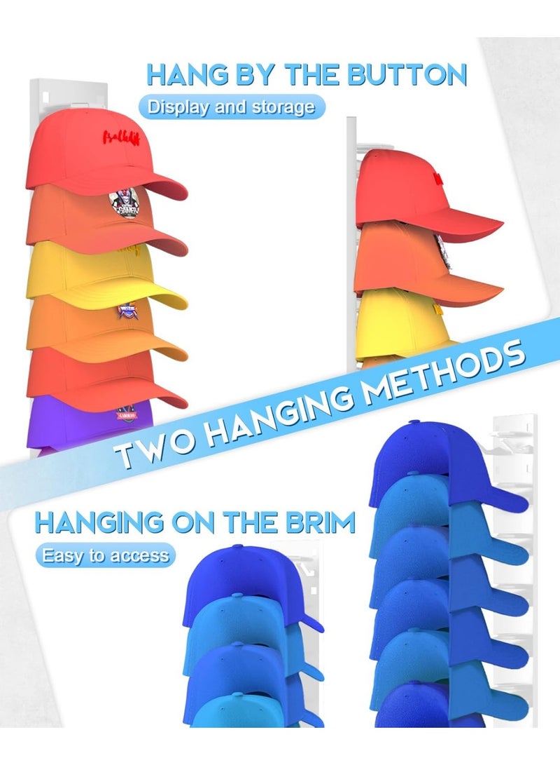 Meetion 1 Pack Hat Organizer for Baseball Caps, Strong Adhesive Hat Rack for Wall, Multilayer Hat Storage Display Holder, Wall Mounted Hat Hooks Hold up to 9 Hats for Closet Door and Bedroom (White) - Image 4