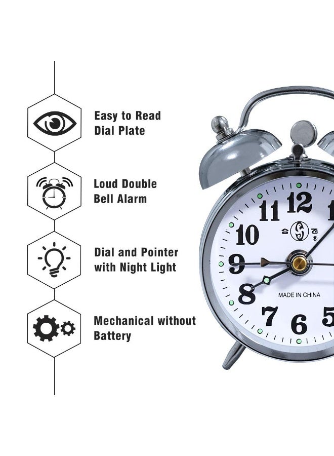 KEYPOWER Alarm Clock Mechanical Wind Twin Bell Double Bell Small - Image 2