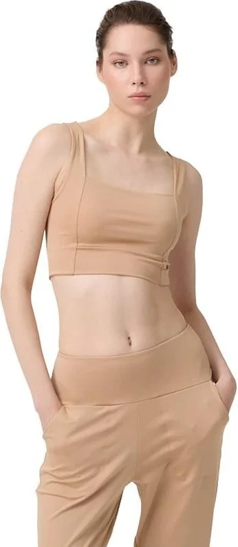 COTTONHILL Beige Square Neck Crop Top Bustier