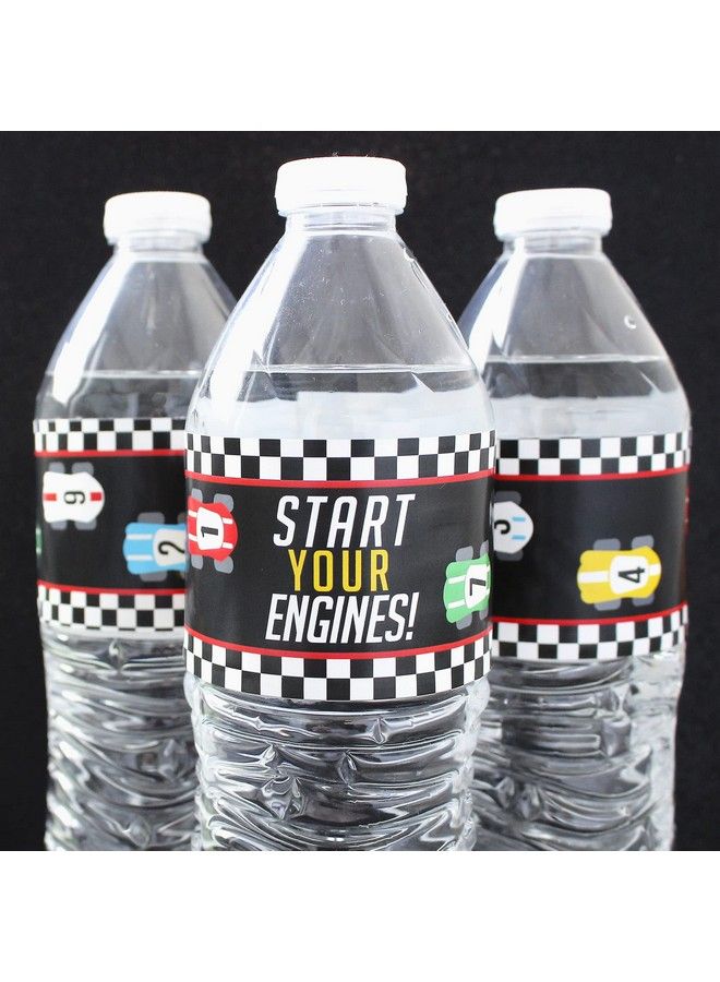DISTINCTIVS Race Car Party Water Bottle Labels 24 Stickers - Image 3