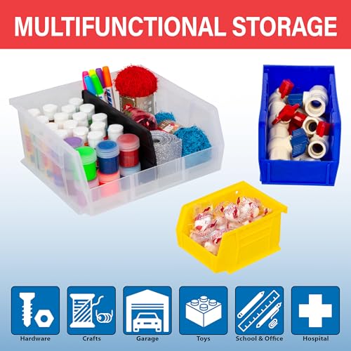 Akro-Mils 30224 AkroBins Plastic Storage Bins, Space-Saving Stackable Bins for Garage, Pantry, Craft Organization, 11" L x 4" W x 4" H, Yellow, 12-Pack - Image 4