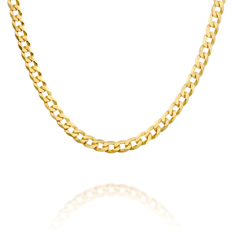 PAVOI Italian Solid 925 Sterling Silver, 22K Gold Plated, 5mm Italian Diamond-Cut Curb Link Chain Necklace for Men and Women, MADE IN ITALY (22, Yellow Gold) - Image 1