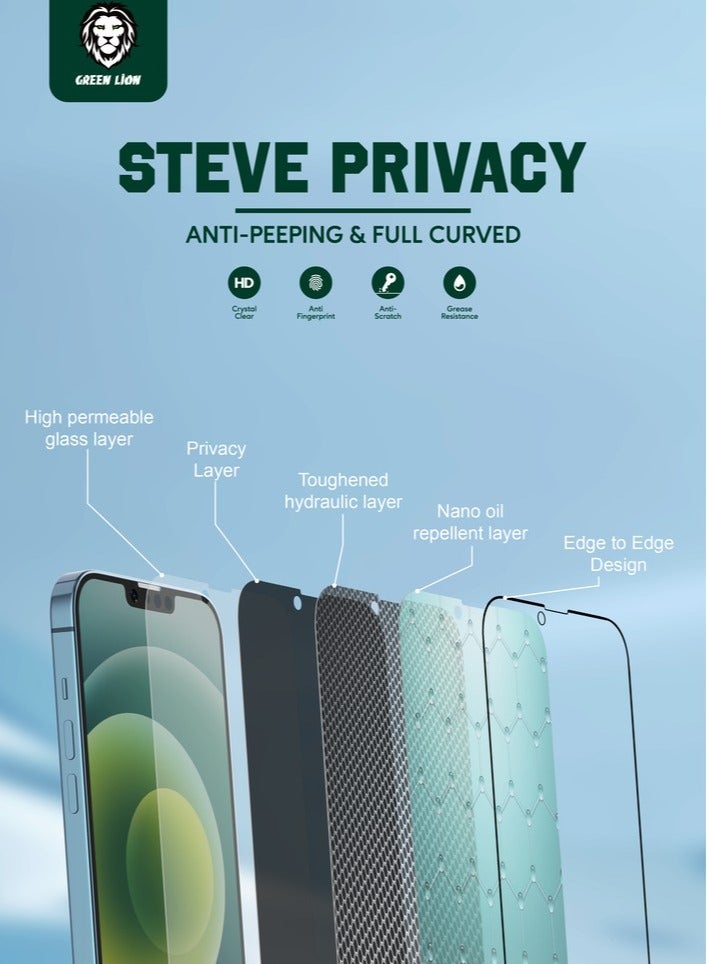 GREEN LION iPhone 11 Glass 9H Steve Privacy Full Screen Protector /Bubble Free / Blocked Side Viewing / Highly Responsive / Anti Fingerprint / Anti Scratch - Black - Image 5