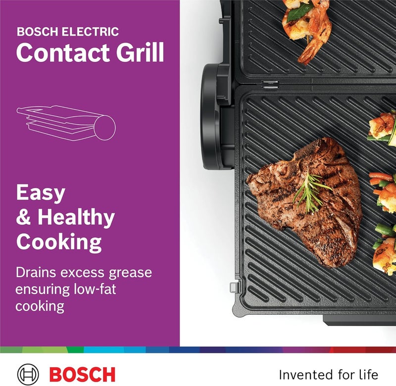 بوش Bosch Contact Grill, 2000 Watts, 3-in-1 Electric Grill, Adjustable Heat Grill, Easy Cleaning, Made in Europe, TCG4104GB 2000 W TCG4104GB red - Image 4