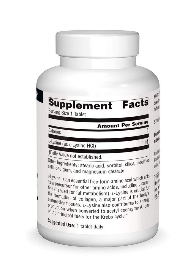 Source Naturals ليسين 1000 ملغ مكمل أحماض أمينية حرّة يدعم تكوين الطاقة والكولاجين 200 قرص - Image 4