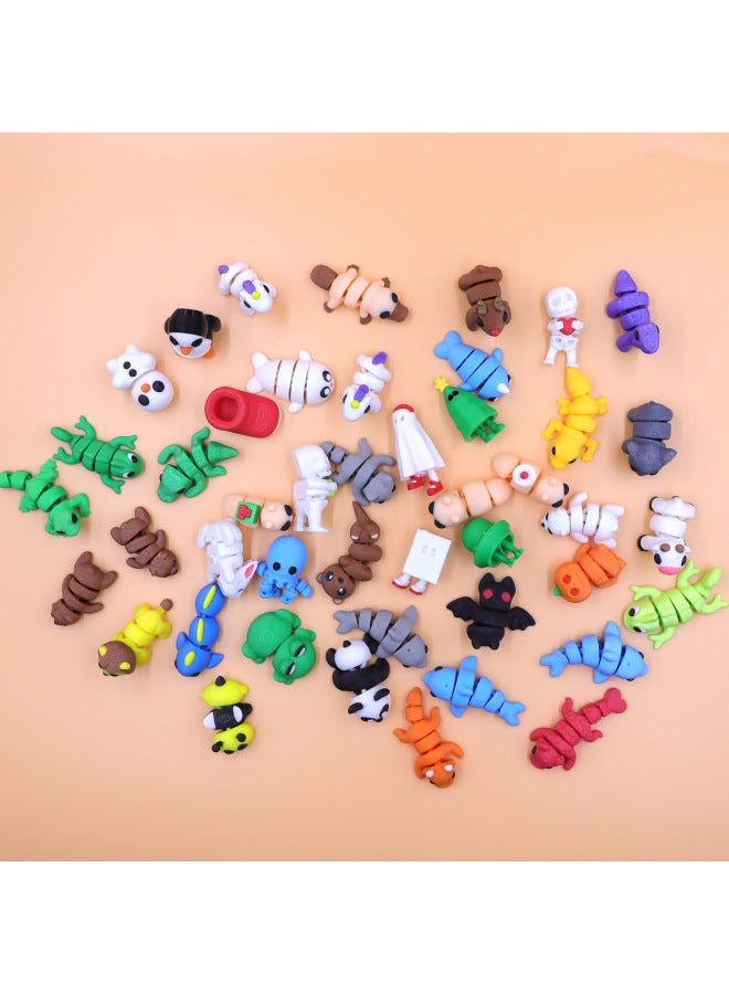 3D Printing Color Small Animal Toys Explosions Simulation Animal Model Microscopic Landscape Decoration Blind Box Hand-made-Color:Small Caterpillar  - Image 2