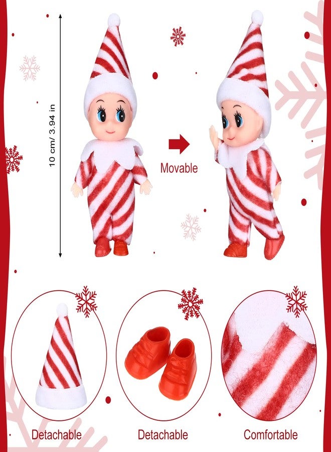 Aoriher 3 Pieces Tiny Doll Christmas Miniature Twins Red and Green Newborn Baby Gifts Stocking Stuffers for New Year Holiday Decorations Xmas Prop Accessories(Stripe Pants) - Image 3