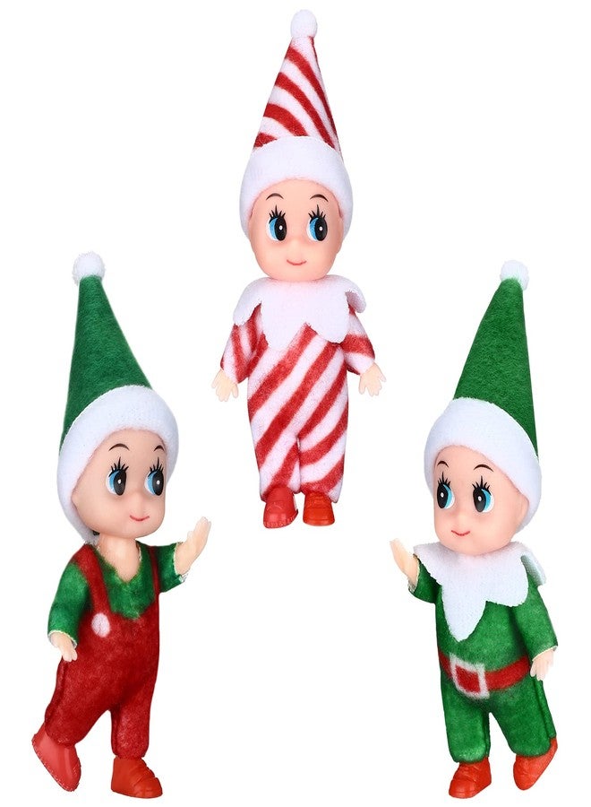 Aoriher 3 Pieces Tiny Doll Christmas Miniature Twins Red and Green Newborn Baby Gifts Stocking Stuffers for New Year Holiday Decorations Xmas Prop Accessories(Stripe Pants) - Image 1