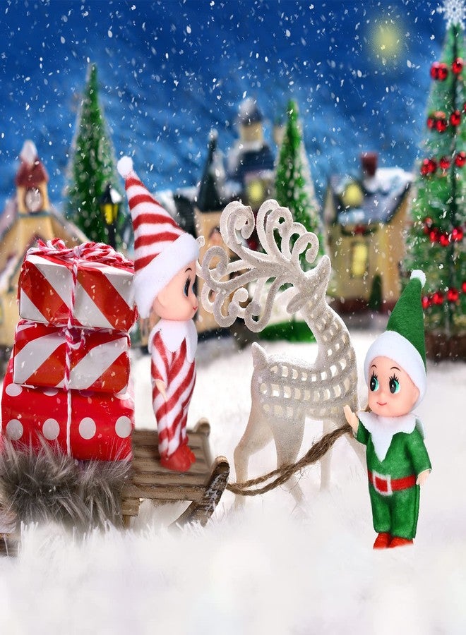 Aoriher 3 Pieces Tiny Doll Christmas Miniature Twins Red and Green Newborn Baby Gifts Stocking Stuffers for New Year Holiday Decorations Xmas Prop Accessories(Stripe Pants) - Image 2