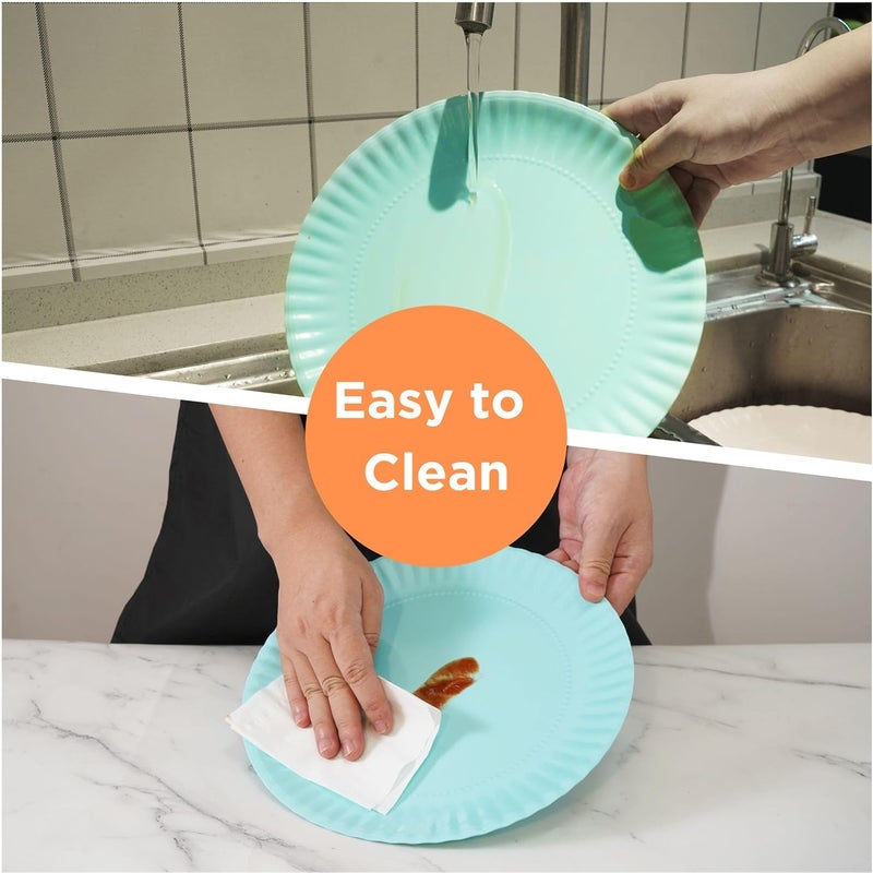 TP 105 inch Melamine Dinner Plates Set of 6 Lightweight Serving Round Salad Plate for 6 Dessert Dishes for Indoors and Outdoors Teal - Image 5