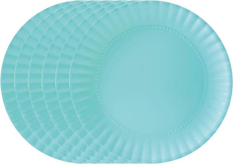 TP 105 inch Melamine Dinner Plates Set of 6 Lightweight Serving Round Salad Plate for 6 Dessert Dishes for Indoors and Outdoors Teal - Image 1