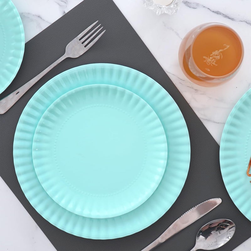 TP 105 inch Melamine Dinner Plates Set of 6 Lightweight Serving Round Salad Plate for 6 Dessert Dishes for Indoors and Outdoors Teal - Image 4