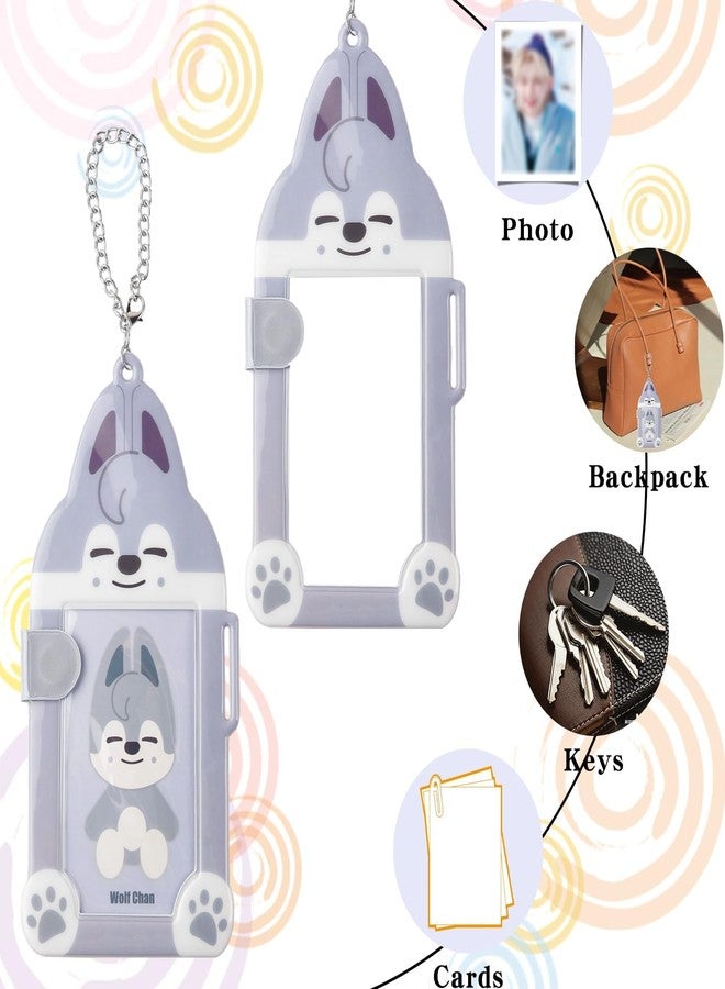Tarini Cute Cartoon Wolf Photocard Holder - 3 Inch Protective Card Sleeve with Keychain, Portable ID Card Case for School Campus Card, Business Card, Photo Card Fans - Image 3