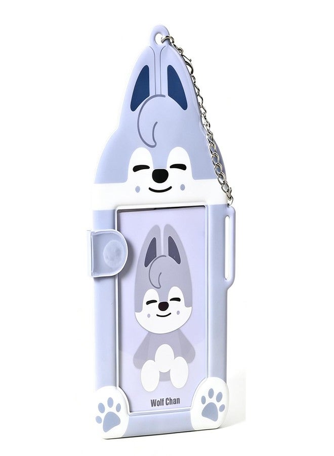 Tarini Cute Cartoon Wolf Photocard Holder - 3 Inch Protective Card Sleeve with Keychain, Portable ID Card Case for School Campus Card, Business Card, Photo Card Fans - Image 1
